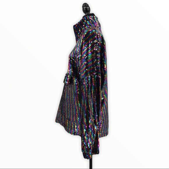 ASOS Rainbow Stripe Sequin Pullover with Pouch - Picture 4 of 14